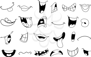 Outlined cartoon mouth set