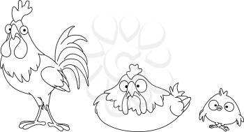 Outlined chicken family