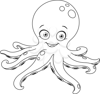 Outlined octopus. Coloring page