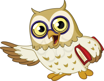 Cartoon wise owl teaching