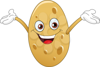 Cartoon potato raising his hands
