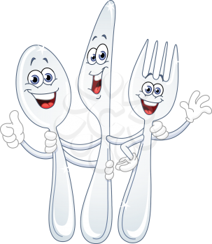 Spoon knife and fork cartoon 
