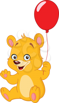 Cute teddy bear holding a balloon