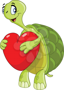 Turtle holding a heart
