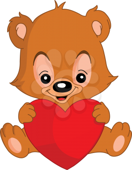 Cute valentine's teddy bear holding a big heart
