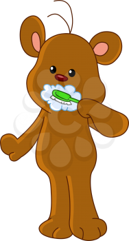 Teddy bear brushing his teeth