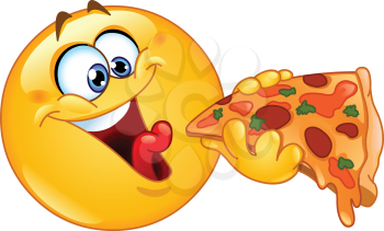 Emoticon eating pizza