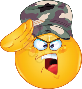 Soldier emoticon saluting saying yes sir