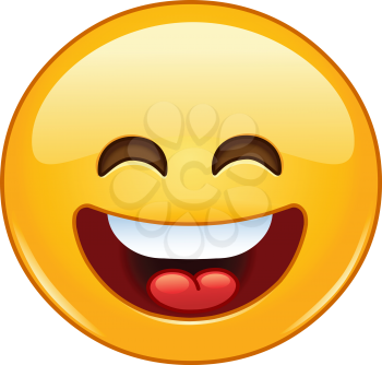 Smiling emoticon with open mouth and smiling eyes