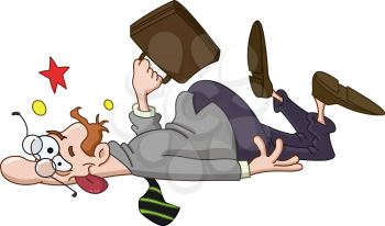 Businessman slipping and collapsed on the ground