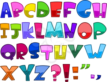 Bright cartoon alphabet set