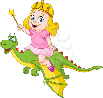 Young princess riding a dragon