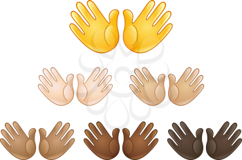 Open hands sign emoji of various skin tones