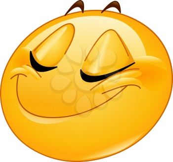 Female emoticon smiling with closed eyes