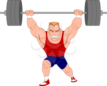 Weightlifter. Bodybuilder lifting barbell.