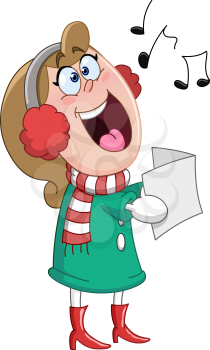 Woman singing Christmas carols