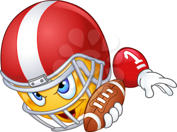 American football player emoticon with ball