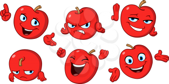 Set of a cartoon apple character making various gestures and expressions