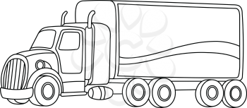 Outlined cartoon truck. Vector line art illustration coloring page.