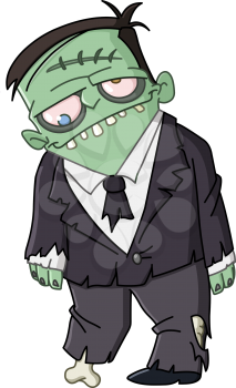 Zombie man with a torn suit