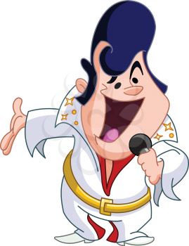 Vintage cartoon impersonator singer with microphone