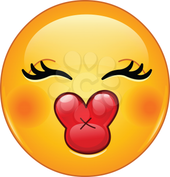 Female emoji emoticon sending a kiss