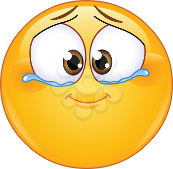 Cute emotional emoji emoticon with tears of joy