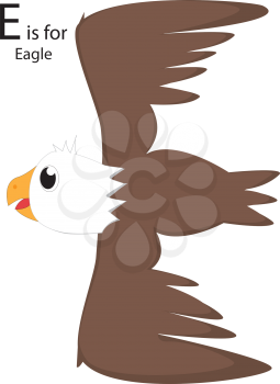 Royalty Free Clipart Image of an Eagle making the letter 'E' while flying