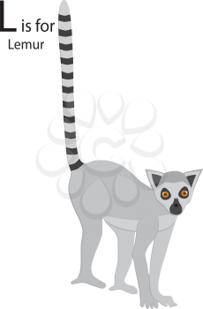 Royalty Free Clipart Image of a Lemur making the letter 'L'