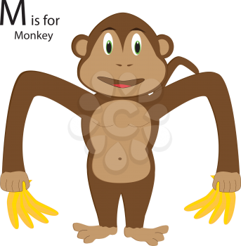 Royalty Free Clipart Image of a monkey making the letter 'M'