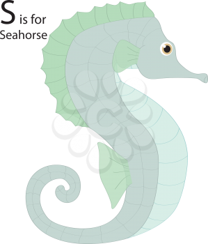 Royalty Free Clipart Image of a Seahorse formingthe letter 'S'