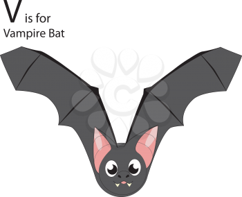 Royalty Free Clipart Image of a vampire bat forming the letter 'V'