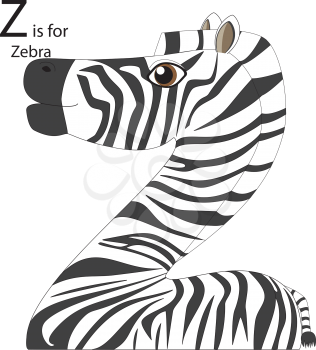 Royalty Free Clipart Image of a Zebra making the letter 'Z'