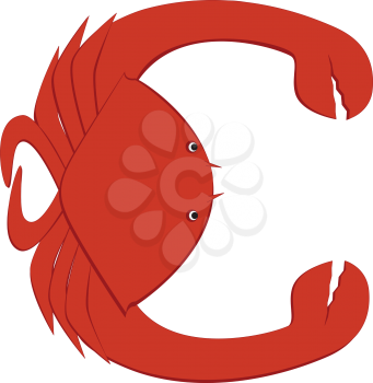 Royalty Free Clipart Image of a crab making the letter 'C'
