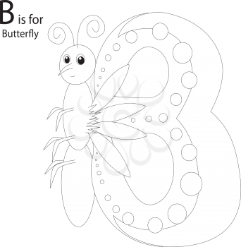 Royalty Free Clipart Image of a Butterfly making the letter 'B'