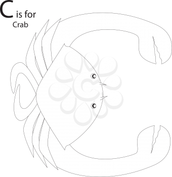 Royalty Free Clipart Image of a Crab making the letter 'C'
