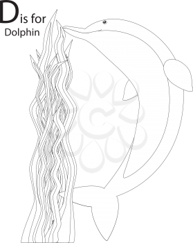 Royalty Free Clipart Image of a Dolphin making the letter 'D'