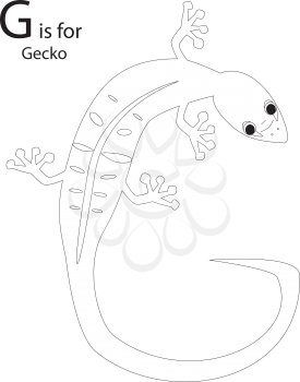 Royalty Free Clipart Image of a Gecko making the letter 'G'
