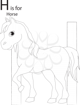 Royalty Free Clipart Image of a Horse making the letter 'H'