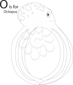 Royalty Free Clipart Image of an octopus forming the letter 'O'