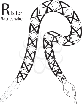 Royalty Free Clipart Image of a rattlesnake making the letter 'R'