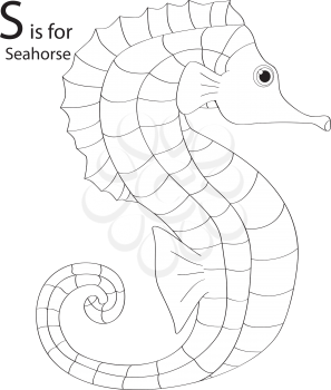 Royalty Free Clipart Image of a seahorse making the letter 'S'