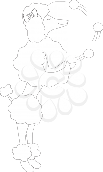 Royalty Free Clipart Image of a poodle juggling to make the letter 'P'