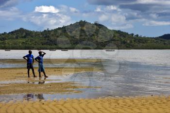 nosy be ,lokobe reserve , madagascar lagoon , coastline and sand