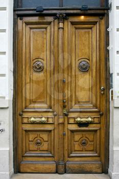 a brown wood old door in the centre of buenos aires argentina 