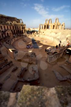 inside of arena el jem in tunisia,coliseum