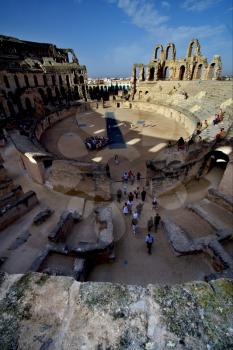 inside of arena of el jem in tunisia,coliseum