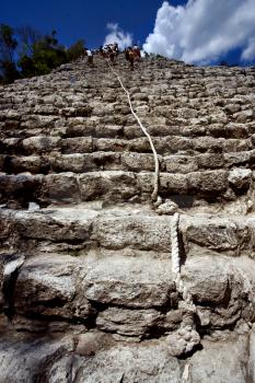 the stairs of coba' temple in mexico
