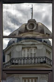 reflex of a palace in a window of the centre of  buenos aires argentina