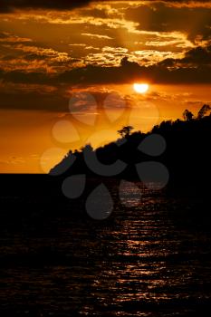 sunset in the isle of nosy be madagascar the ocean and the hill